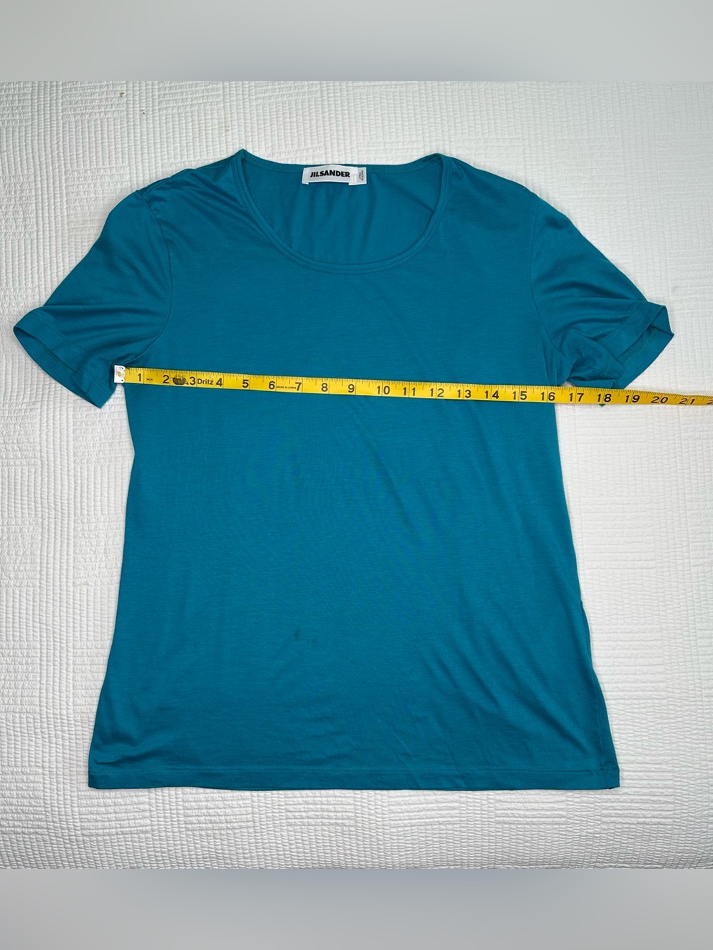 Jil Sander Peacock Teal Blue Short Sleeve Tee Luxury Basics Shirt - Medium